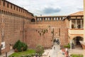 The inner courtyard of the Sforzesco Castle - Castello Sforzesco in Milan, Italy Royalty Free Stock Photo