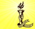 Inner Freedom: tattoo design of hand holding flaming liberty torch