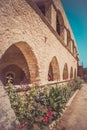 Inner garden monastery of Arkadi, Crete Greece Royalty Free Stock Photo