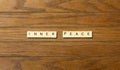 Words written on blocks on wood table Royalty Free Stock Photo