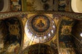 Inner section of the Orthodox dome of the Greek church with a fresco of Jesus Christ,... Royalty Free Stock Photo