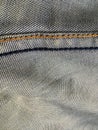 Inner side of vintage stitched retro jeans. Royalty Free Stock Photo