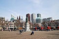 Inner square called Plein in the city center of Den Haag with the skyline of the town. Royalty Free Stock Photo