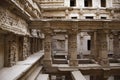 Inner view of Rani ki vav, an intricately constructed stepwell on the banks of Saraswati River. Patan in Gujarat, India Royalty Free Stock Photo