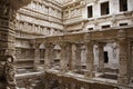 Inner view of Rani ki vav, an intricately constructed stepwell on the banks of Saraswati River. Patan in Gujarat, India Royalty Free Stock Photo