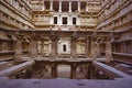 Inner view of Rani ki vav, stepwell on the banks of Saraswati River. Memorial to an 11th century AD king Bhimdev I, Patan, Gujarat Royalty Free Stock Photo