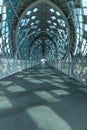 Inner view of the Saloma link bridge with tourists walking and crossing it Royalty Free Stock Photo