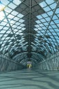 Inner view of the Saloma link bridge with tourists walking and crossing it Royalty Free Stock Photo