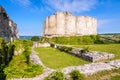 Inner wall of Chateau Gaillard medieval fortified castle in Normandy