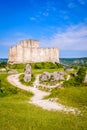 Inner wall and keep of ChÃÂ¢teau-Gaillard medieval fortified castle in Normandy