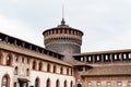 Inner walls of the Castello Sforzesco castle. Milan, Italy Royalty Free Stock Photo