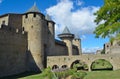 Inner walls towers and bridge of the cite at Carcassonne.