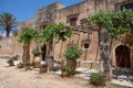 Inner yard of Arkadi Monastery, Crete, Greece Royalty Free Stock Photo