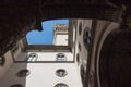 Inner yard and Arnolfo Tower at Palazzo Vecchio, Florence, Tuscany, Italy Royalty Free Stock Photo