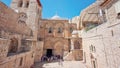 Inner yard of the Church of the Holy Sepulcher timelapse hyperlapse. Royalty Free Stock Photo