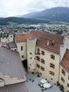 The inner yard of the palace and the town of Bruneck