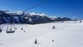 Innerkrems - A panoramic view on the snow covered ski runs of Innerkrems, Austria. The slopes are ready for skiing. Cloudless Royalty Free Stock Photo