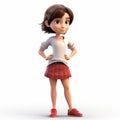 Innocent Cartoon Girl In Skirt - 3d Render Uhd Image