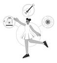 Innocent person archetype bw concept vector spot illustration