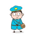 Innocent Postal-Worker Scared Face Vector Royalty Free Stock Photo