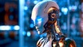 Innovation aesthetics, a white color humanoid robot, modern tech. Generative AI