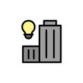 Innovation center, building, bulb icon. Simple color with outline vector elements of innovations icons for ui and ux, website or