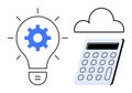 Innovation and Cloud Technology Concept with Lightbulb, Calculator, and Cloud Element Royalty Free Stock Photo
