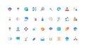 Innovation communication technology, digital data optimization with AI color icon set Royalty Free Stock Photo