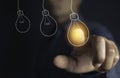 Innovation or creative concept of hand hold a light bulb and copy space for insert text Royalty Free Stock Photo