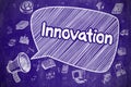 Innovation - Doodle Illustration on Blue Chalkboard.