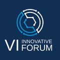 Innovation forum logo. Digital honeycomb in a circle Royalty Free Stock Photo