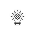 Innovation icon in flat style. Lightbulb with cogwheel vector illustration on white isolated background. Idea business concept