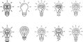 Innovation icon set. Light Bulb line icon vector, isolated on white background. Idea sign, solution, thinking concept. Royalty Free Stock Photo