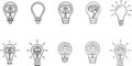 Innovation icon set. Light Bulb line icon vector, isolated on white background. Idea sign, solution, thinking concept. Royalty Free Stock Photo