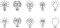 Innovation icon set. Light Bulb line icon vector, isolated on white background. Idea sign, solution, thinking concept. Royalty Free Stock Photo