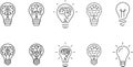 Innovation icon set. Light Bulb line icon vector, isolated on white background. Idea sign, solution, thinking concept. Royalty Free Stock Photo