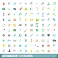 100 innovation icons set, cartoon style Royalty Free Stock Photo