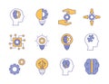 Innovation and idea line and fill style icon set vector design