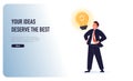 Innovation idea to drive team success, business innovative solution. Presentation slide templates or hero banner images