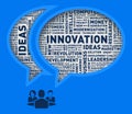 Innovation and ideas speech bubble, word cloud vector