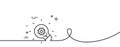 Innovation line icon. Light bulb with cog sign. Continuous line with curl. Vector Royalty Free Stock Photo