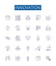 Innovation line icons signs set. Design collection of Innovate, Novel, Create, Advance, Pioneer, Breakthrough, Fresh