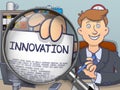 Innovation through Magnifier. Doodle Concept.