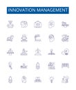 Innovation management line icons signs set. Design collection of Innovate, Manage, Create, Visionary, Change, Develop