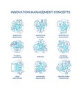 Innovation management turquoise concept icons set