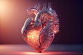Innovation in medicine creation of organs for transplants. Artificial human heart. Generated by ia