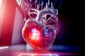 Innovation in medicine creation of organs for transplants. Artificial human heart. Generated by ia