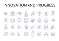 Innovation and progress line icons collection. Improvement, Advancement, Development, Modernization, Growth, Evolution