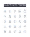 Innovation and progress line icons collection. Improvement, Advancement, Development, Modernization, Growth, Evolution Royalty Free Stock Photo