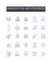 Innovation and progress line icons collection. Improvement, Advancement, Development, Modernization, Growth, Evolution Royalty Free Stock Photo